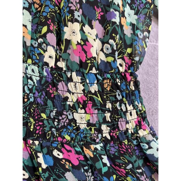 Cabi Dress Medium Fiesta Dark Floral Midi Smocked Hi Low Cottagecore Peasant - Picture 4 of 13